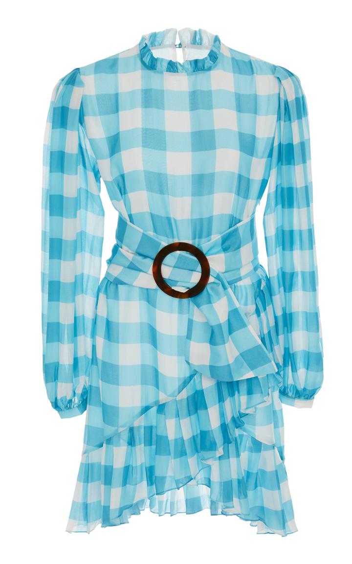 Adriana Degreas Gingham Silk Modal Mini Dress