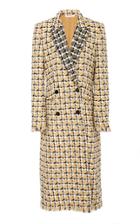 Oscar De La Renta Geometric Check Tailored Double Breasted Coat