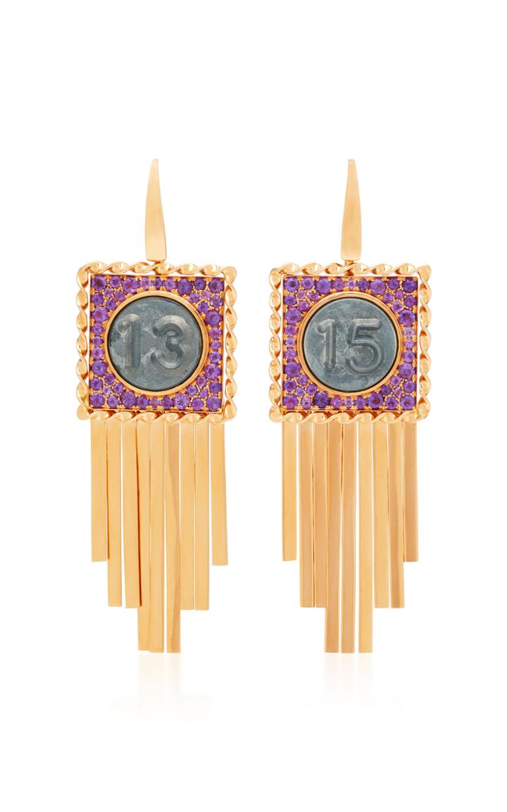Francesca Villa One-of-a-kind Pure Numbers Purple Earrings