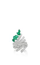 Hueb Mirage 18k White Gold Diamond And Emerald Ring