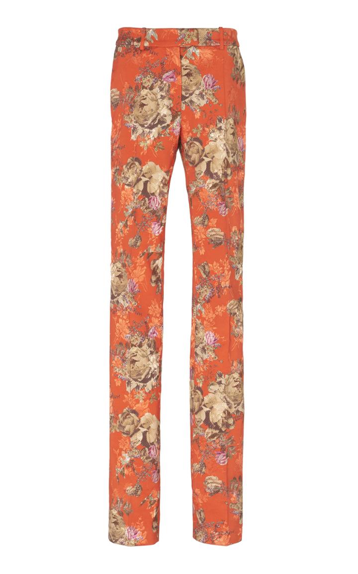 Preen By Thornton Bregazzi Imalsa Floral Printed Satin Jacquard Straight-leg Pants