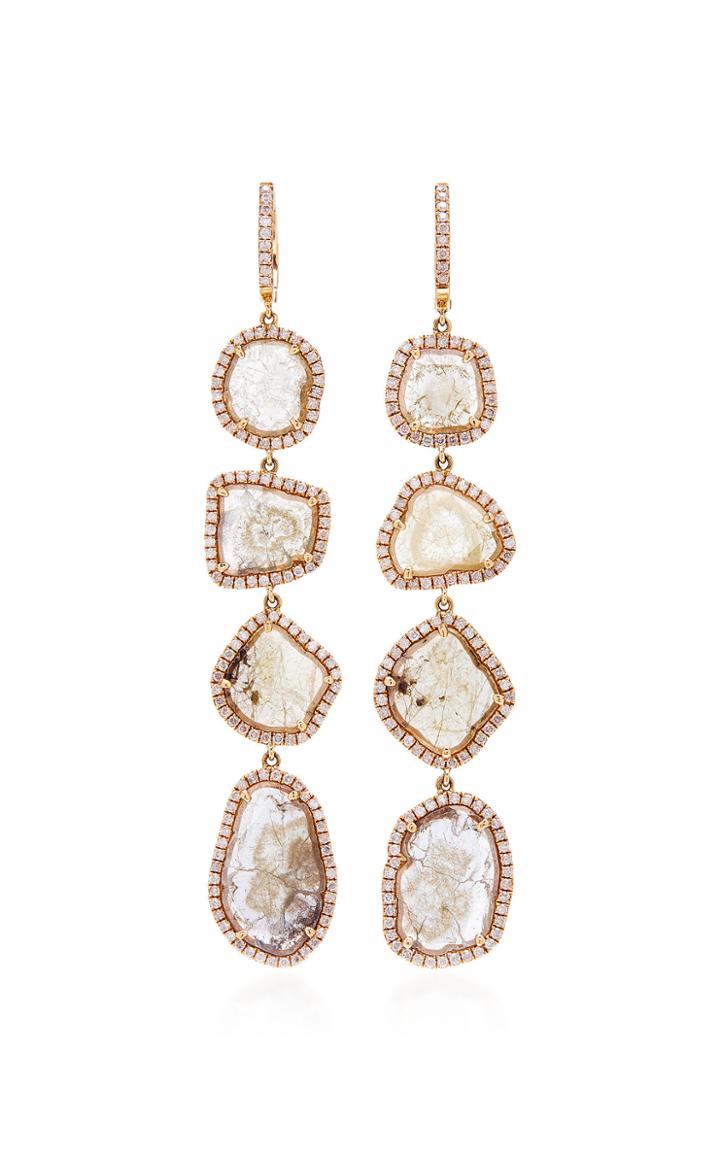 Nina Runsdorf M'o Exclusive: One-of-a-kind Four Drop Slice Diamond Earrings