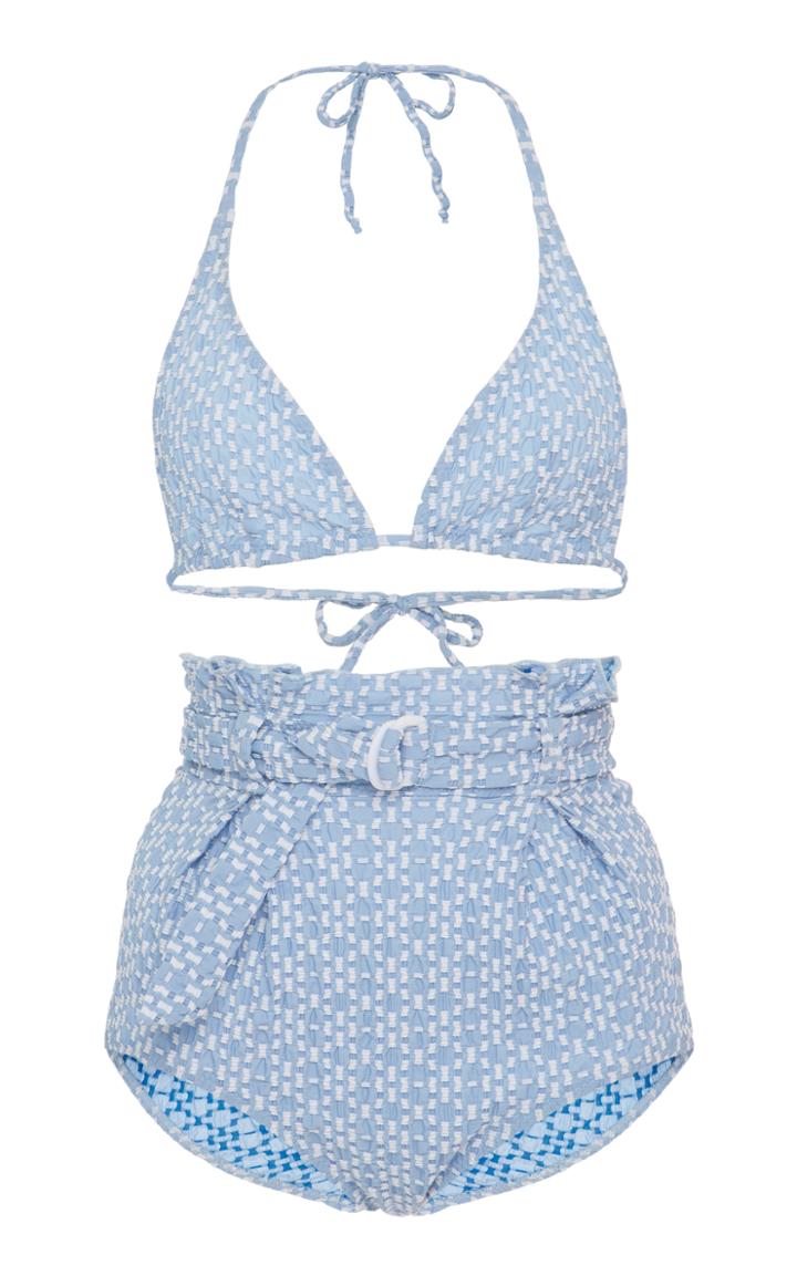 Lisa Marie Fernandez Pamela Cornflower Blue Seersucker Bikini Set