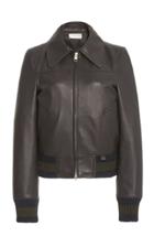 Moda Operandi Victoria Beckham Knit-trimmed Leather Bomber Jacket