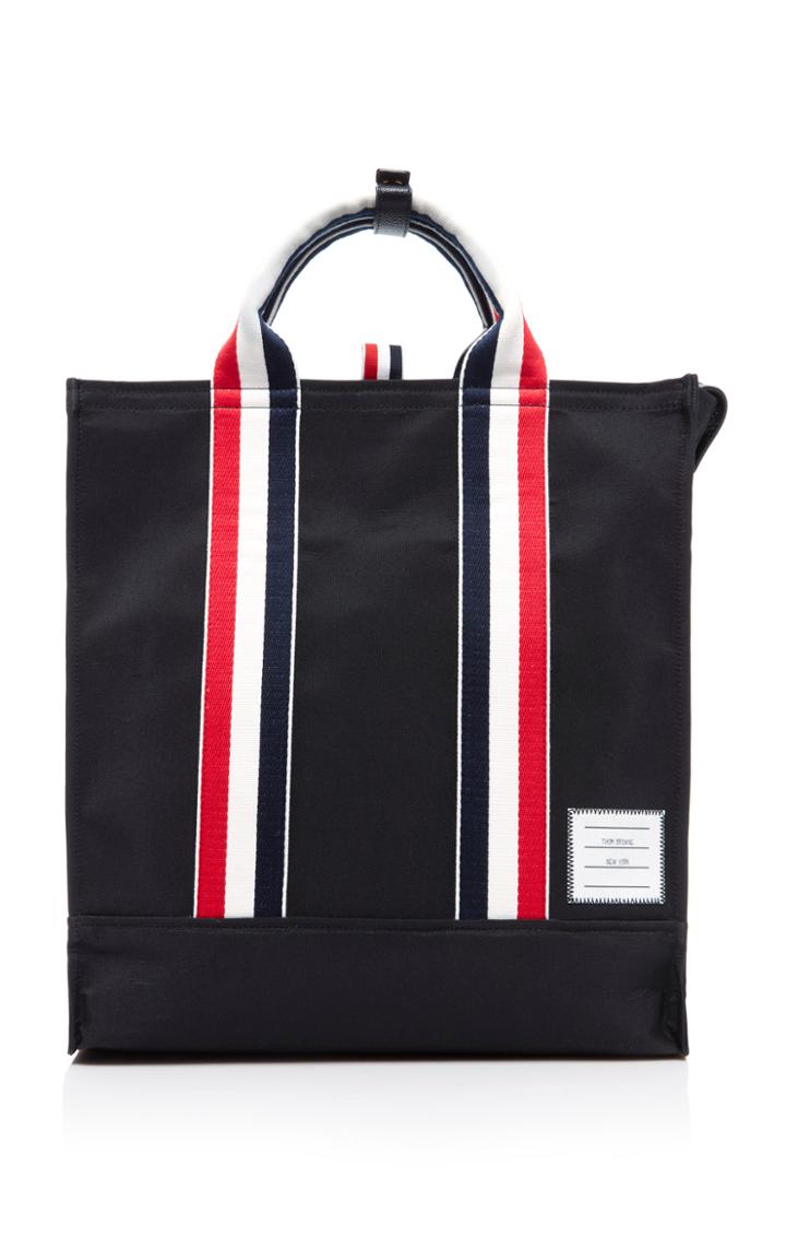 Thom Browne Grosgrain-trimmed Canvas Tote