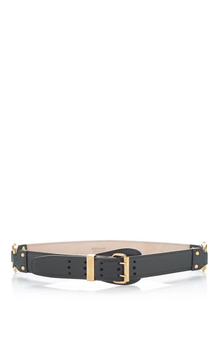 Roberto Cavalli Military Green Smooth Calfskin Hip Belt