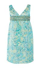 Michael Kors Collection V-neck Brocade Embroidered Waist Dress