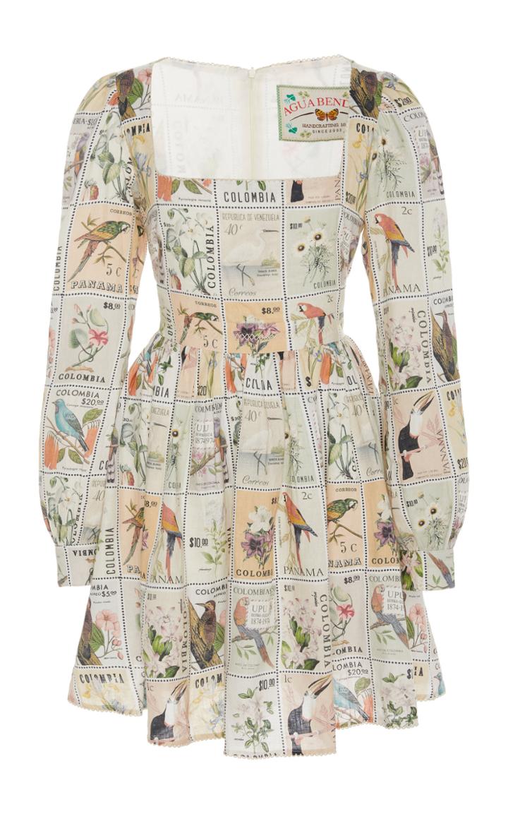 Agua By Agua Bendita Curuba Printed Linen Mini Dress