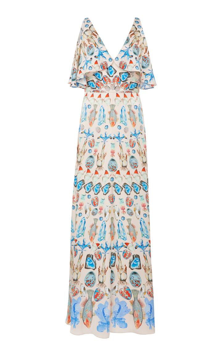 Temperley London Quartz Printed Cold Shoulder Dress