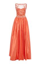 Naeem Khan Silk Embroidered Sleeveless Gown
