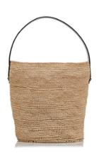 Jil Sander Leather-trimmed Medium Straw Bucket Bag