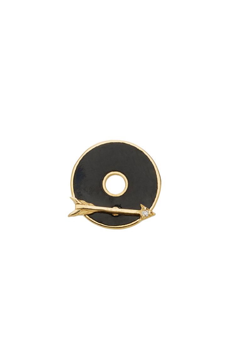 Foundrae Black Enamel Arrow Disk Pendant
