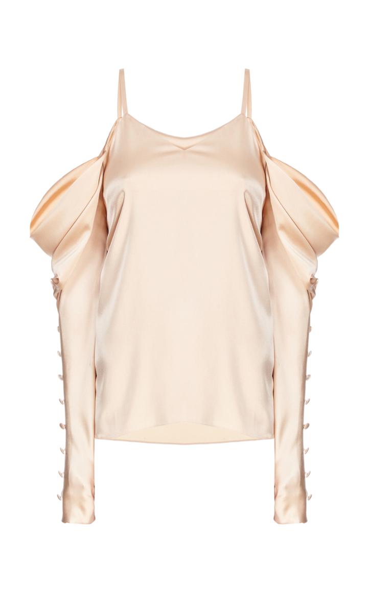 Flow The Label Gold Draped Cold Shoulder Blouse