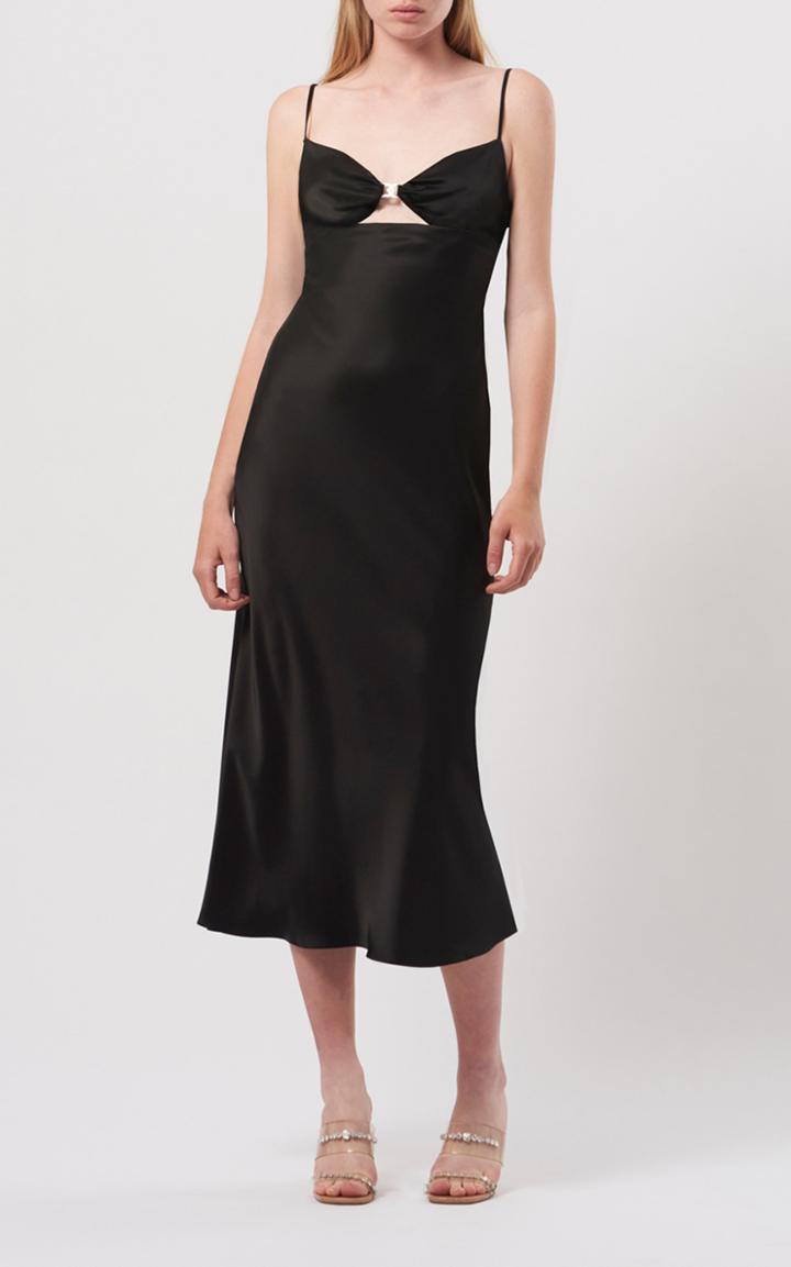 Moda Operandi David Koma Logo-detailed Cutout Satin Midi Dress