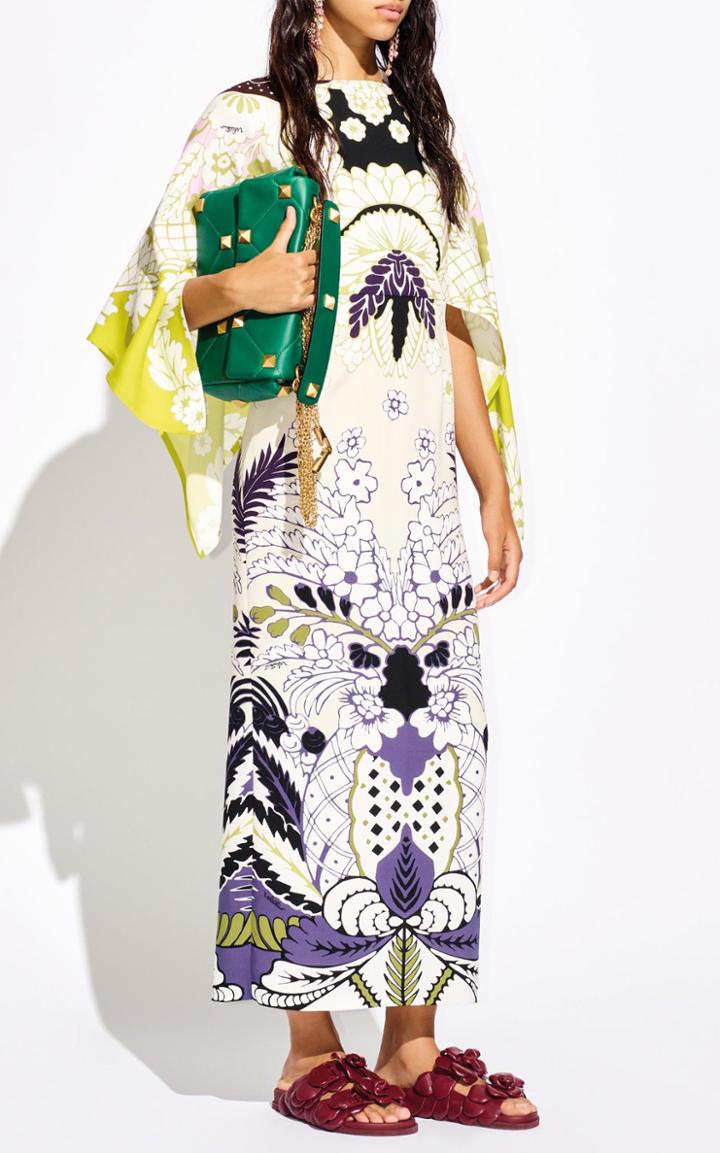 Moda Operandi Valentino Printed Silk Cady Maxi Caftan Dress
