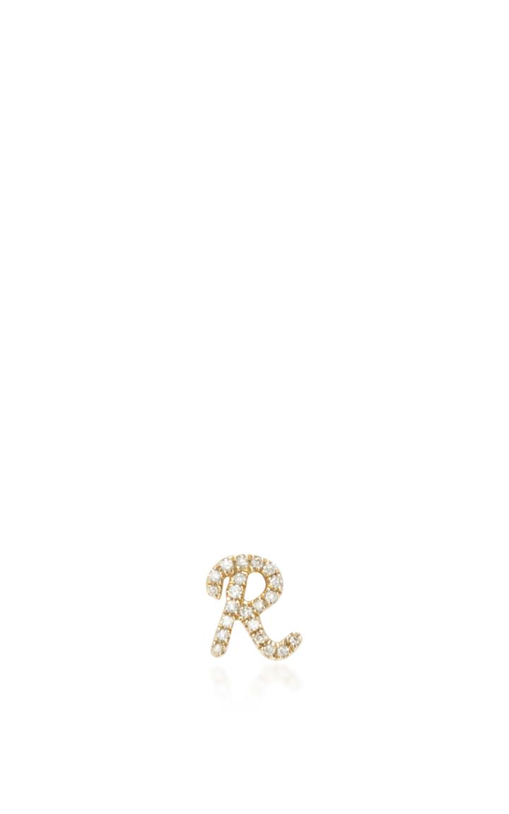 Sydney Evan Yellow Gold Customizable Single Initial Stud With Diamonds