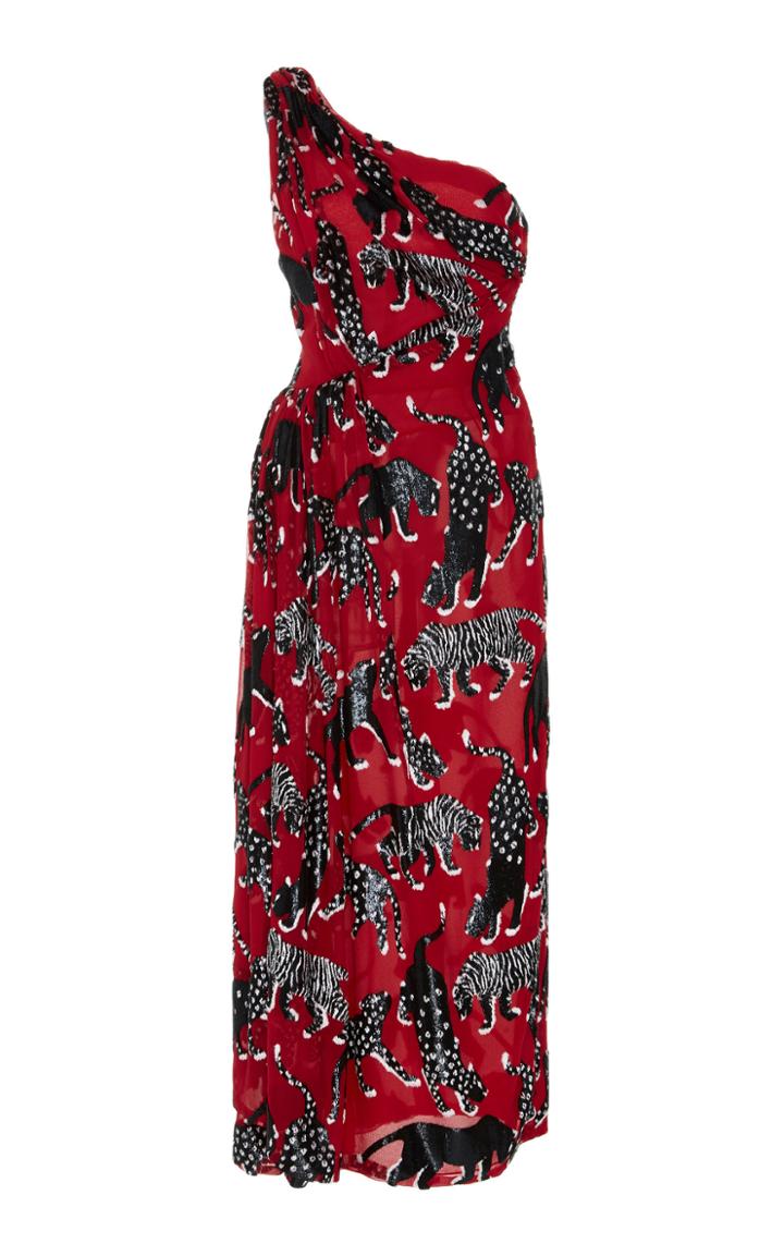 Carolina Herrera One Shoulder Midi Dress