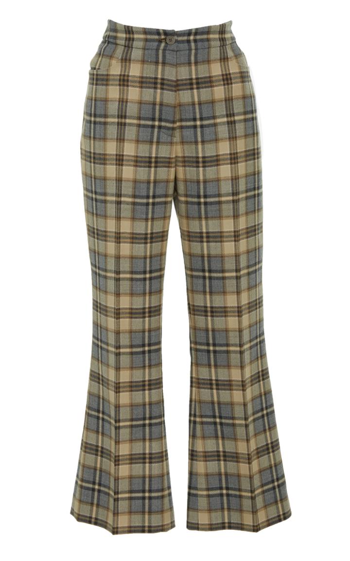 Alberta Ferretti Plaid Flared Trouser