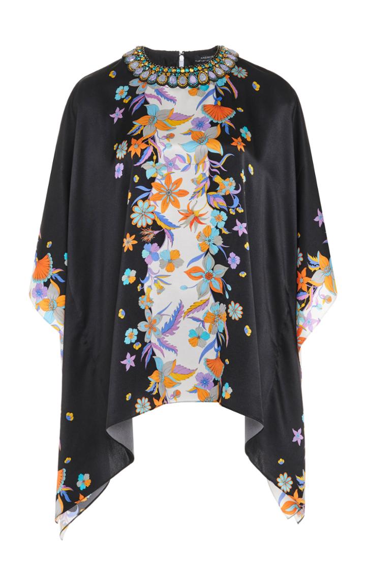Moda Operandi Andrew Gn Embellished Printed Silk Top
