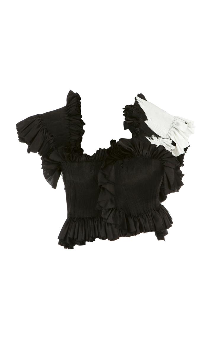 Moda Operandi Caroline Hu Unfinished Painting Ruffled Silk Top