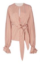 Jonathan Simkhai Stripe Twist Long Sleeve Wrap Blouse