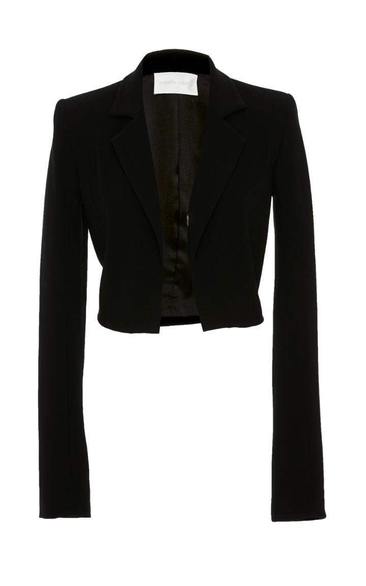Pamella Roland Stretch Crepe Cropped Jacket