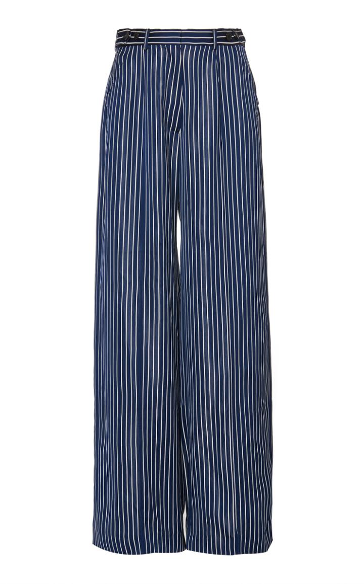 Rokh Striped Georgette Wide-leg Pants