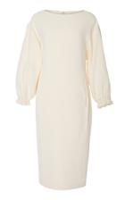 Adam Lippes Cotton Crepe Boatneck Dress With Balloon Sleeve