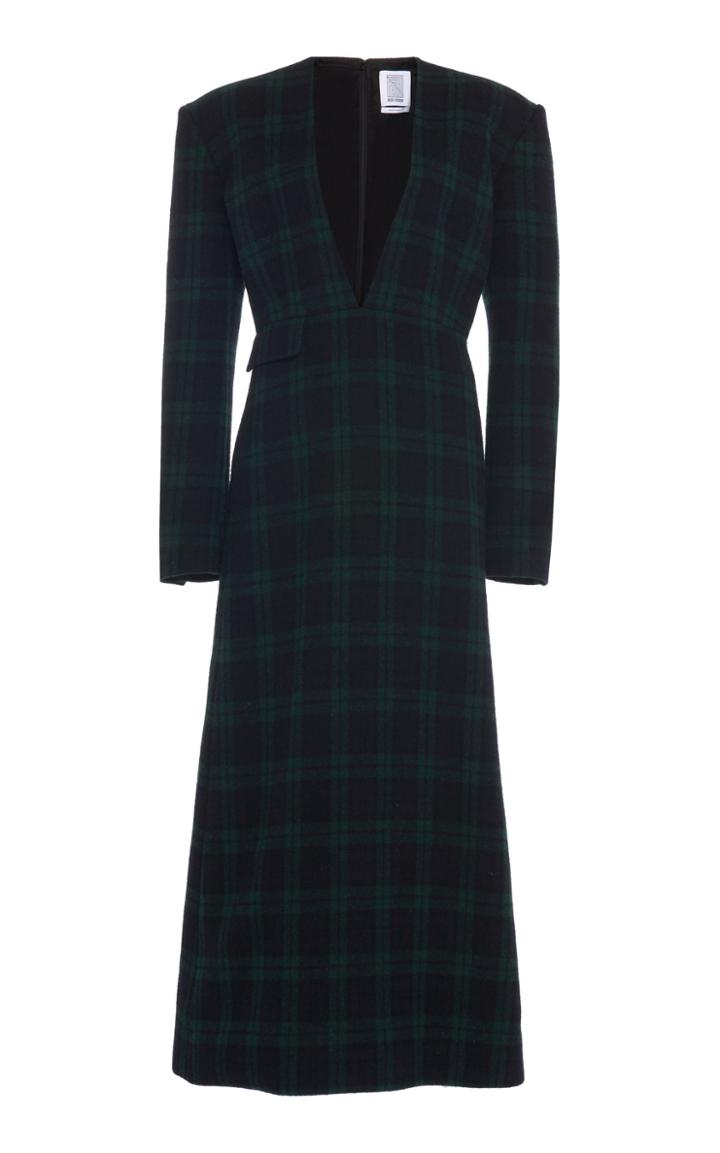 Rosie Assoulin Plaid Wool-blend Maxi Dress