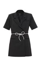 Moda Operandi Mach & Mach Black Blazer Dress With Crystal Bow Belt