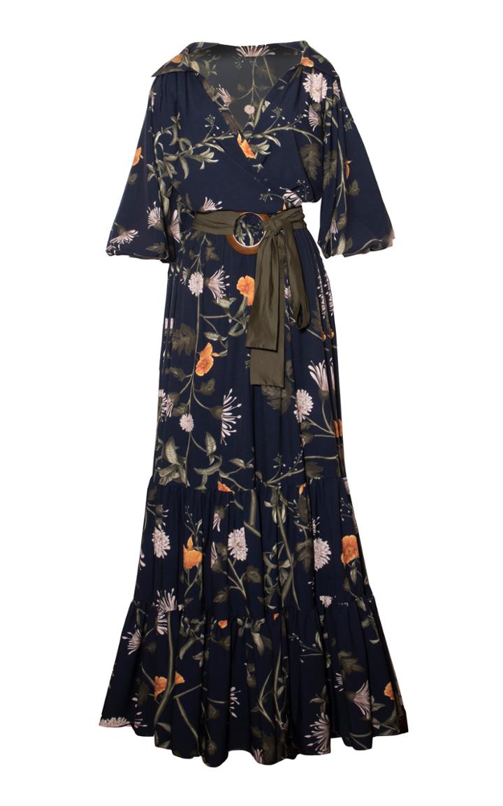 Moda Operandi Andres Otalora Azucena Belted Crepe Maxi Dress
