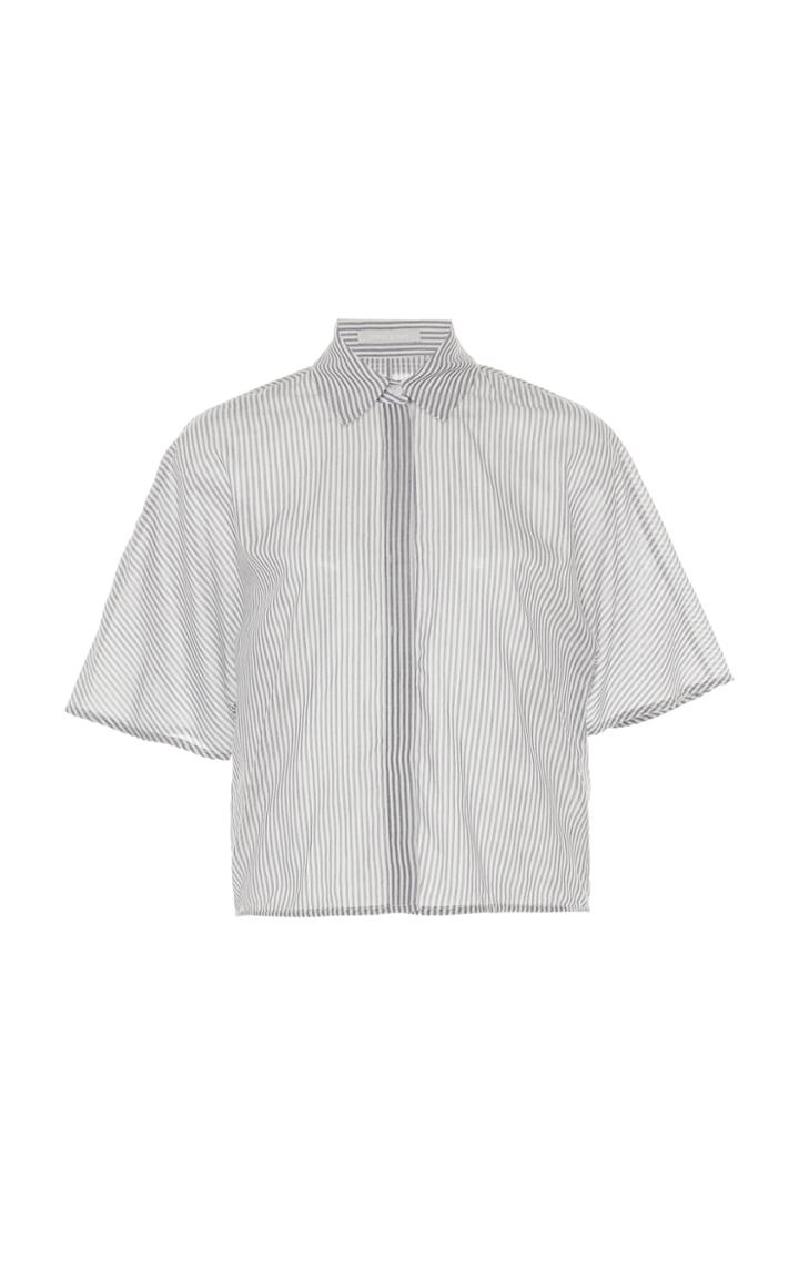 Moda Operandi White Story Masquerade Striped Cotton Cropped Top