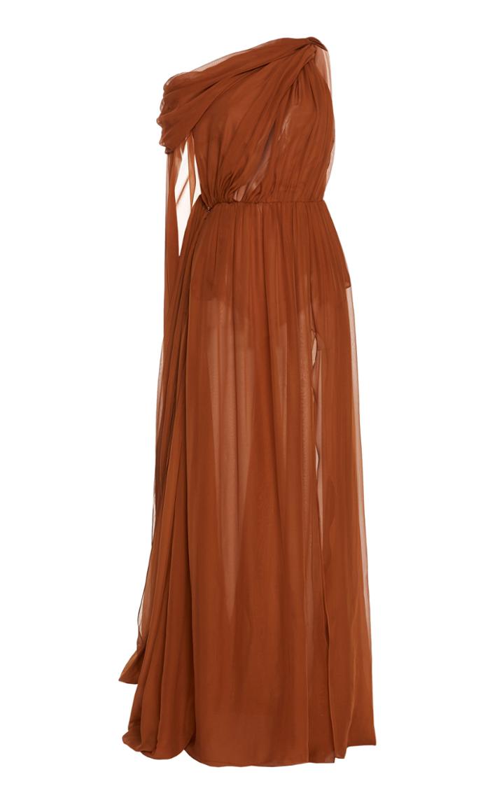 Dundas Draped One-shoulder Chiffon Maxi Dress