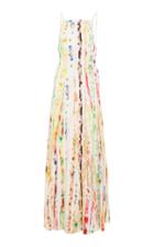 Rosie Assoulin Pleated Printed Stretch Cotton-blend Maxi Dress