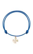 With Love Darling Good Luck Clover 18k Gold And Diamond Cord Bracelet