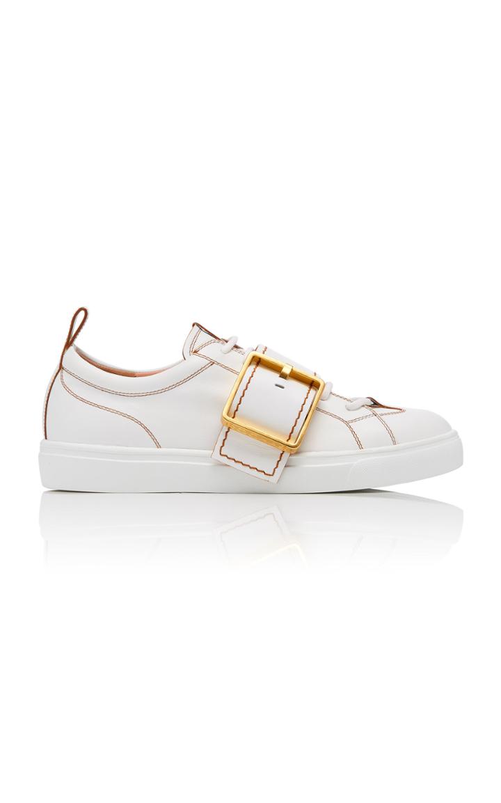 Rochas Buckled Low-top Leather Sneakers