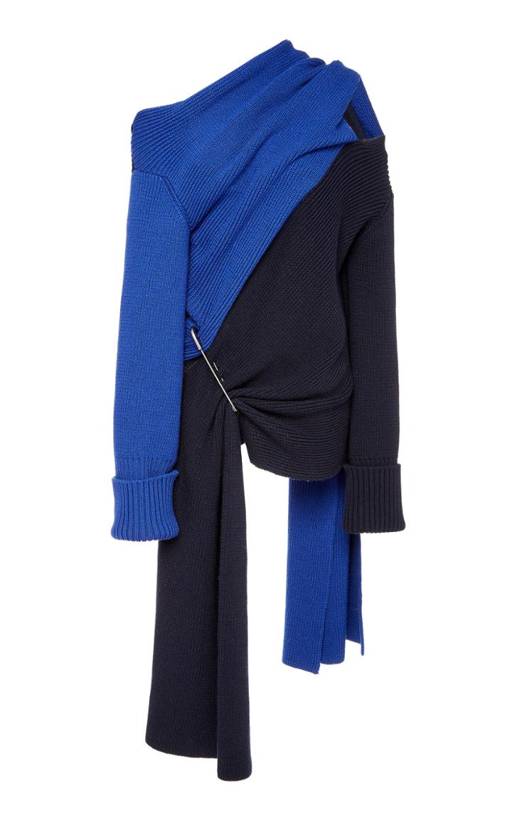 Monse Two Tone Merino Wool Scarf Sweater