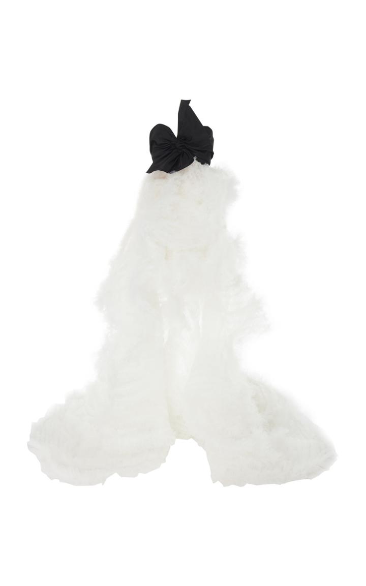 Oscar De La Renta Strapless Bow-embellished Silk-faille And Tulle Gown