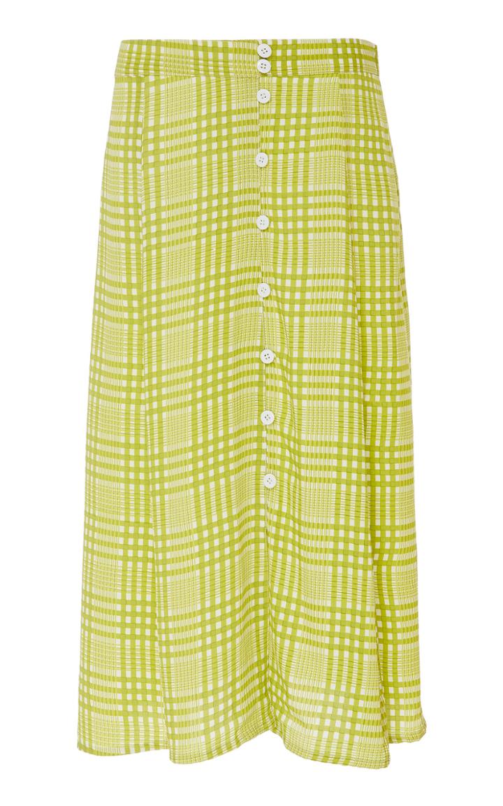 Faithfull The Brand Marin Checked Crepe Midi Skirt