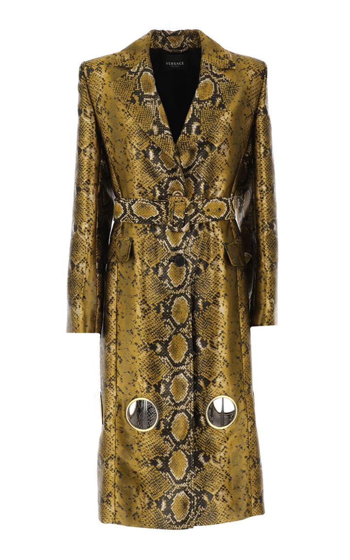 Moda Operandi Versace Cutout-detailed Python Jacquard Coat