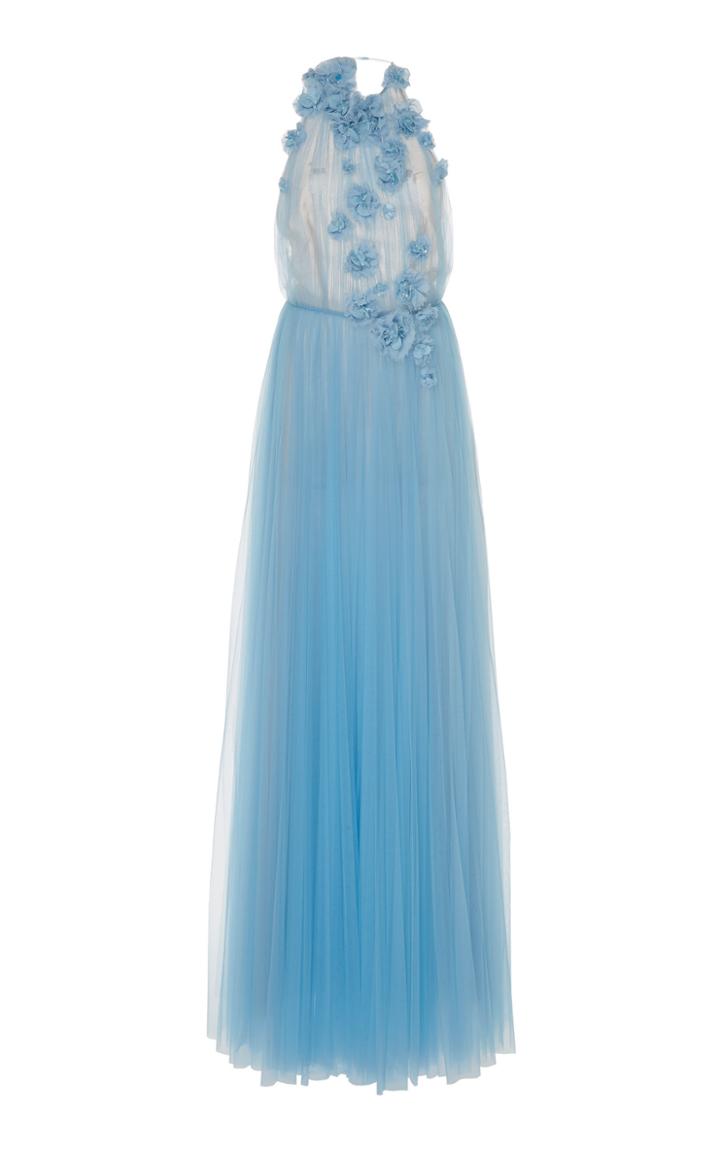 Jason Wu Collection Floral Embellished Tulle Halter Gown