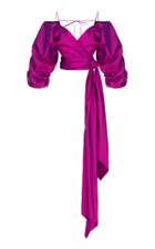 Rasario Cold-shoulder Silk Satin Blouse
