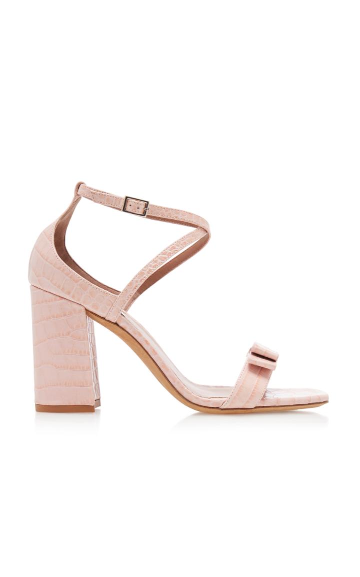 Tabitha Simmons Hudson Bow-embellished Croc-embossed Leather Sandals