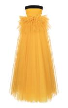 Rasario Metallic Tulle Ruffle Waist Gown