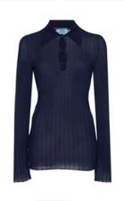 Moda Operandi Prada Ribbed Button-detailed Cashmere Silk Top Size: 42