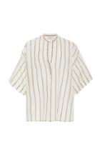 Moda Operandi Vince Stripe Popover Silk Shirt Size: Xs