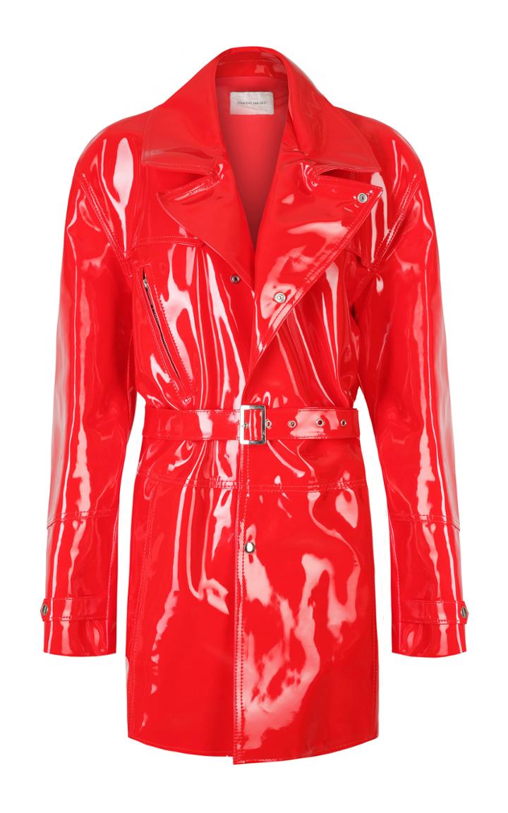 Strateas Carlucci Red Oversized Meta Belted Trench