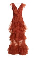 Johanna Ortiz Melancholy Dance Ruffled Silk Organza Gown