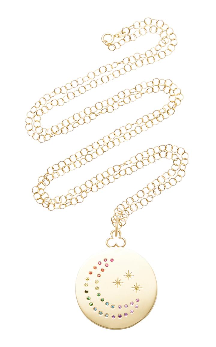 Devon Woodhill Moon & Stars 18k Gold, Sapphire And Garnet Necklace