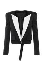 Moda Operandi Balmain Cropped Contrast-lapel Satin Jacket Size: 34